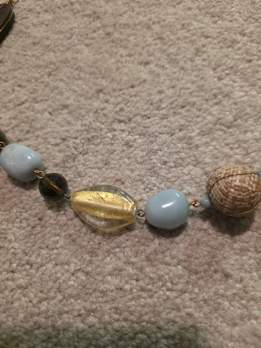 Multi-stone and wood long necklace